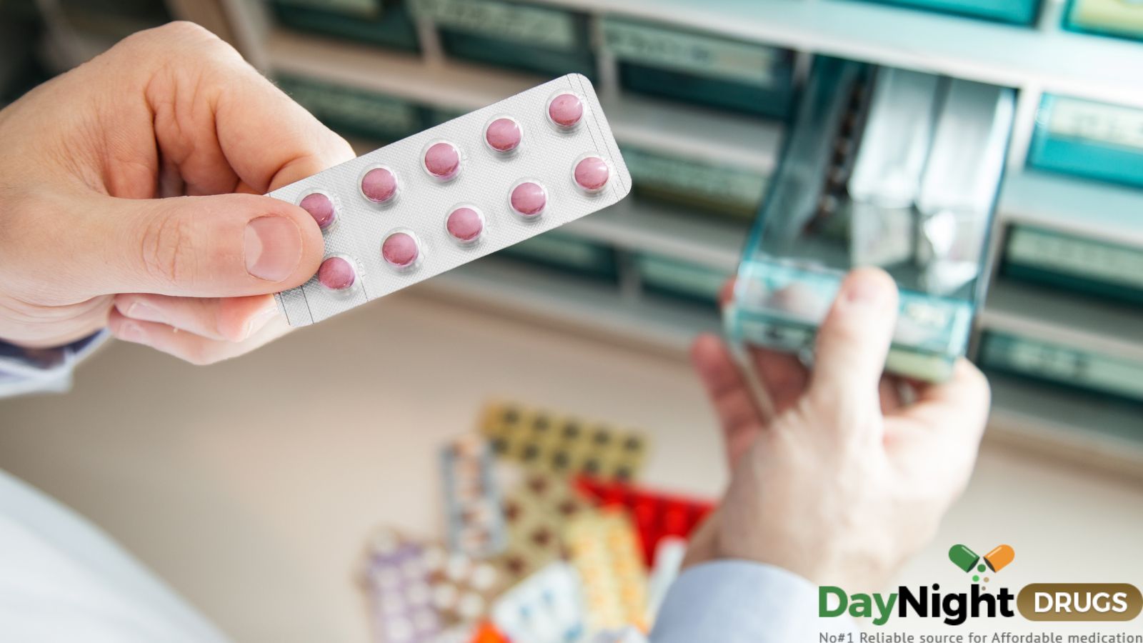 A medical professional holding a strip of tablets