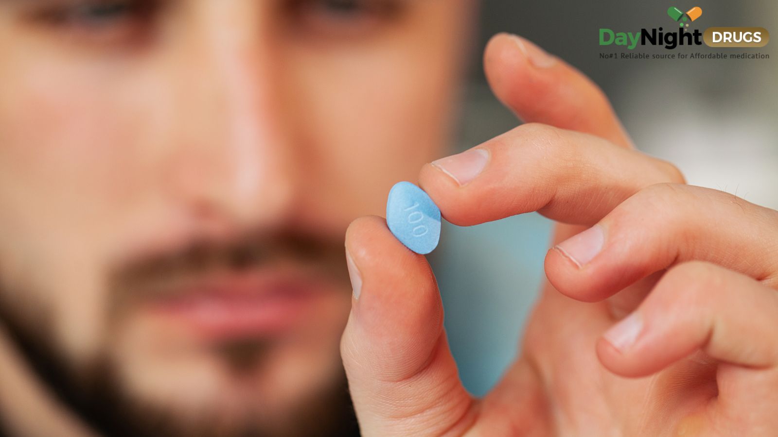 A man taking generic viagra pill.