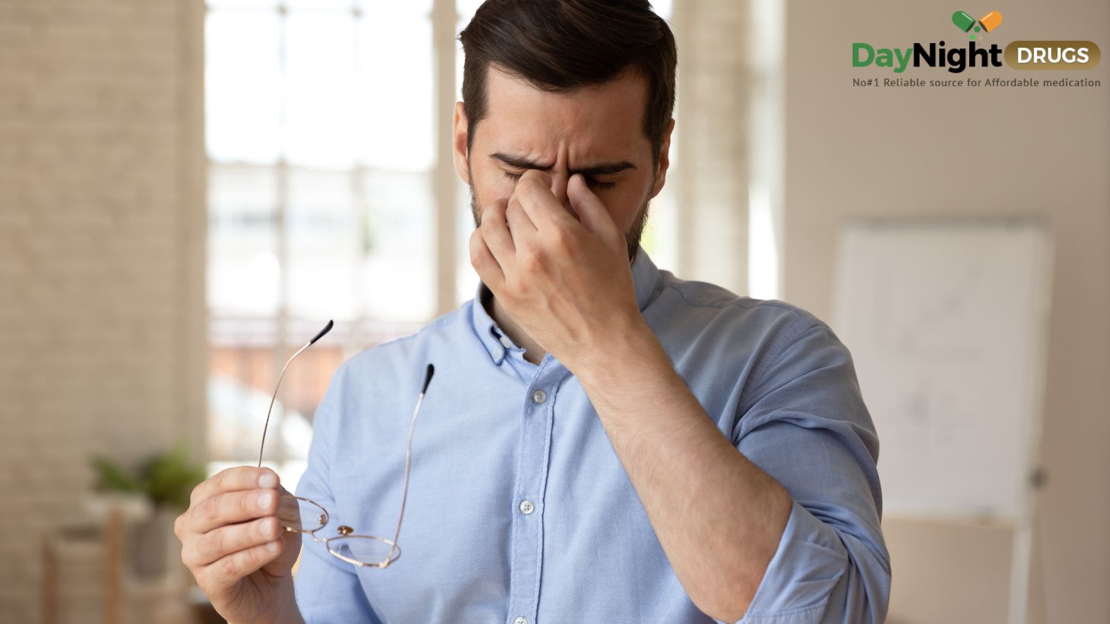 A man having blurred vision with Viagra consumption.