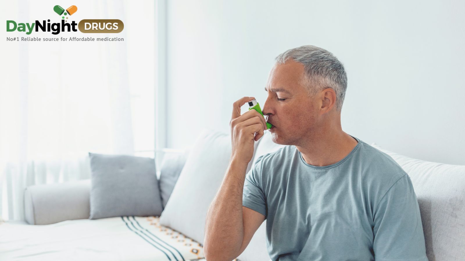 A man using inhaler for COPD.