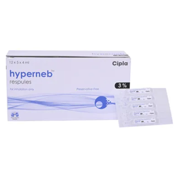 A strip and box of Sodium Chloride 3%  respules