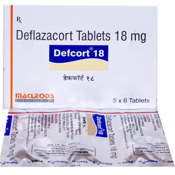 A pack and a strip of generic Emflaza (18mg) Tablets