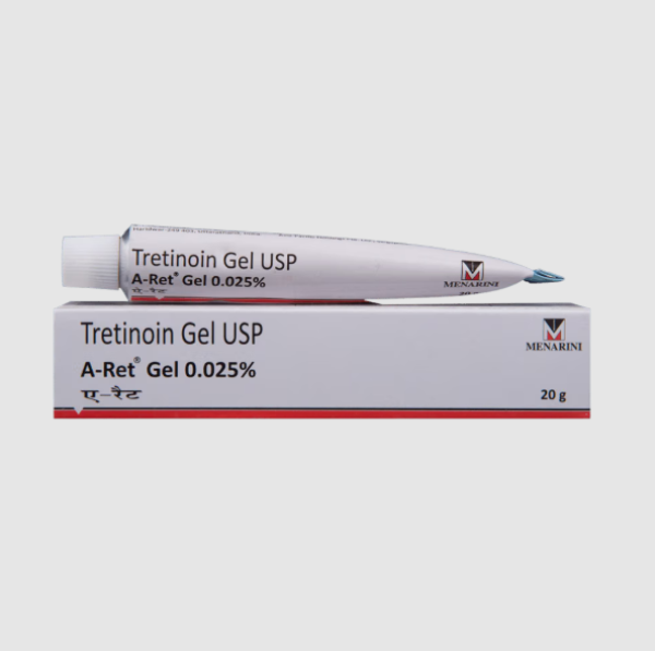 A pack and a tube of (0.025%) Tretinoin Gel