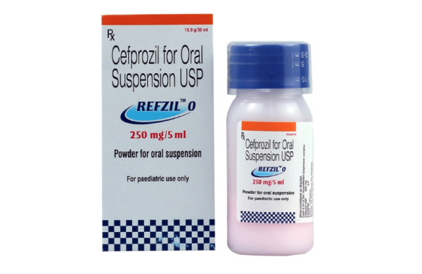 A bottle and a pack of Cefprozil Suspension