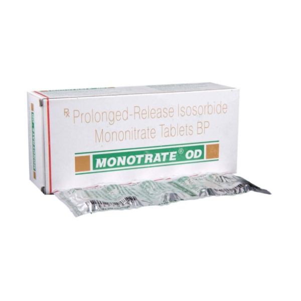 A box and a strip of Generic Isosorbide Mononitrate (50mg) Tablet