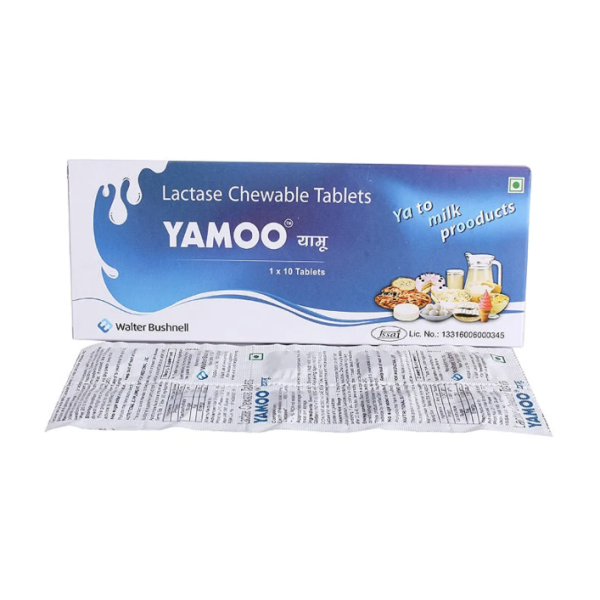 A pack and a strip of Generic  Lactaid Extra Strength (4500 FCC Units) Tablet