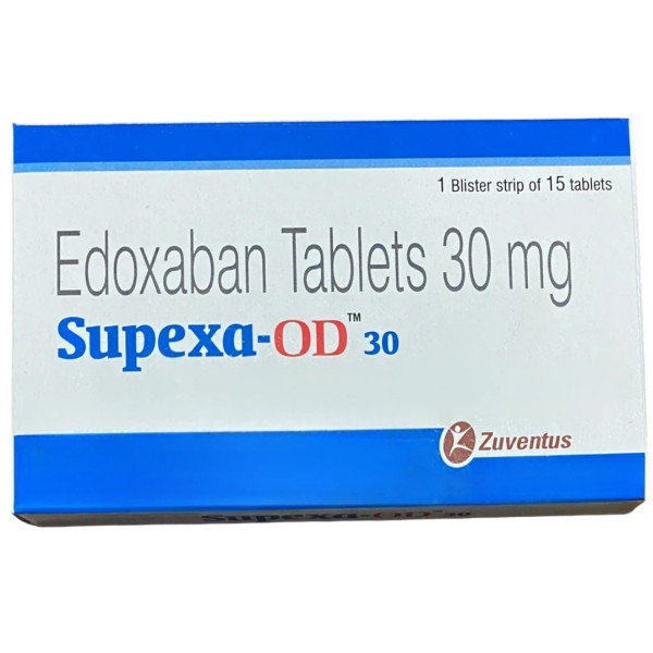 A box of Generic Edoxaban Tosylate Monohydrate (30mg) Tablet
