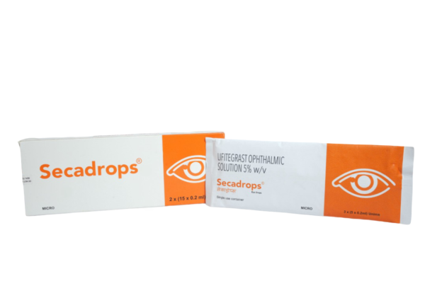 A packet of Lifitegrast (5%) Generic Eye Drop