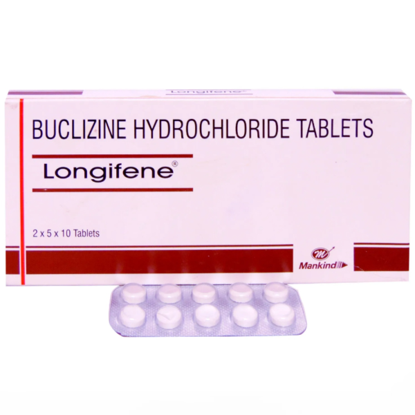 A box a and a strip of Generic Buclizine 25mg Tablets