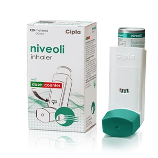 A box and Generic Beclometasone (100mcg) + Formoterol (6mcg) Inhaler