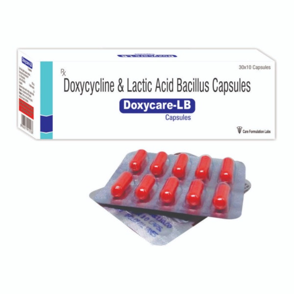 Box of generic Doxycycline 100mg capsule