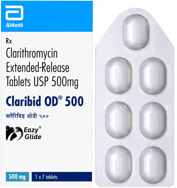 A pack and a strip of Generic Clarithromycin 500mg Tablet (Extended-Release)
