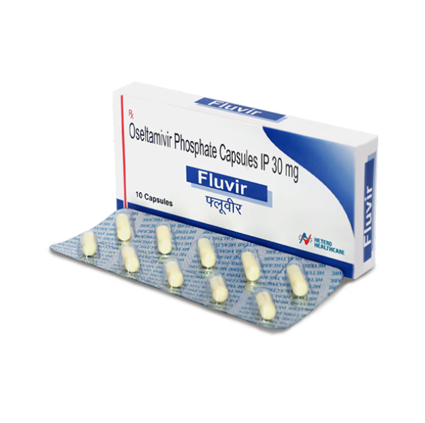 A box and strip of Generic Oseltamivir Phosphate (30mg) Capsule