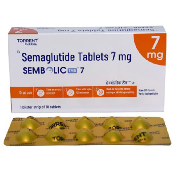 A box and a strip of Semaglutide (7mg) Generic Tablets