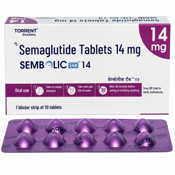 A pack and a strip of Generic Semaglutide (14mg) Tablets