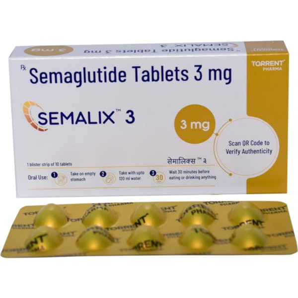 A box and a strip of Semaglutide (3mg) Generic Tablets