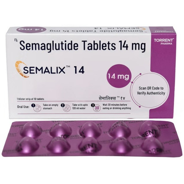 A pack and a strip of Generic Semaglutide (14mg) Tablets