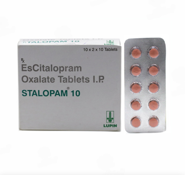 A Box and a strip of generic Escitalopram Oxalate 10mg tablets