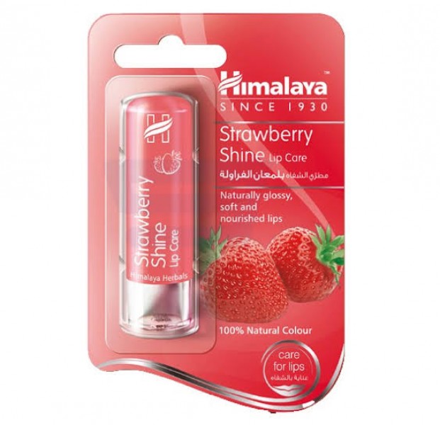 A pack of Strawberry 4.5 gm (Himalaya) Shine Lip Care Balm