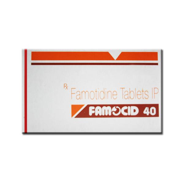 Box of generic Famotidine 40mg Tablet