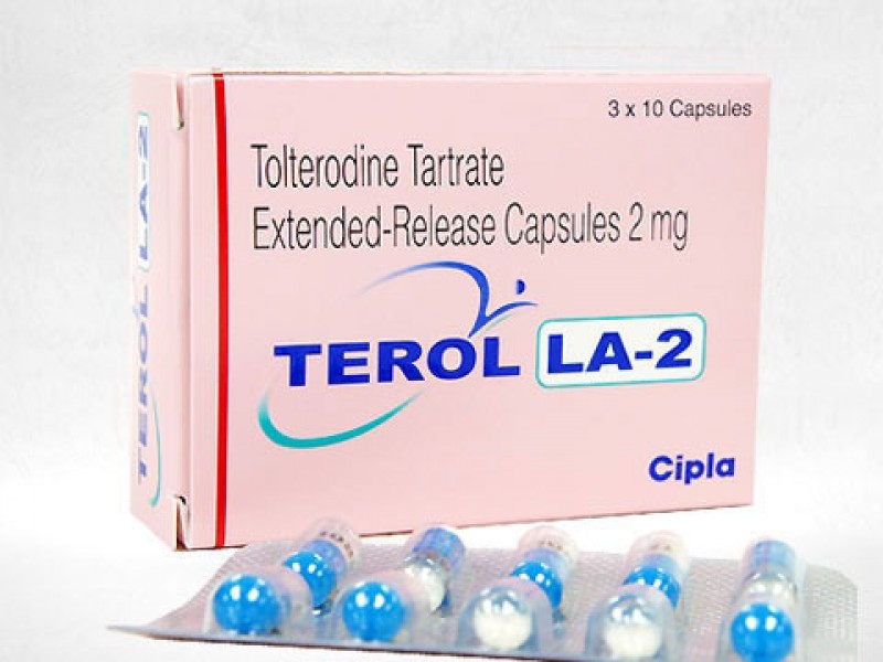 Box and blister strip of generic Tolterodine 2mg Caps