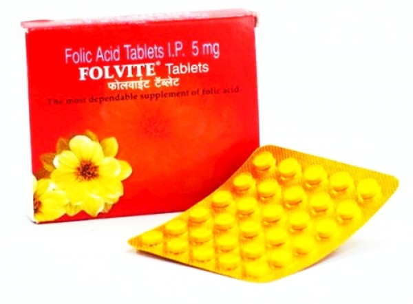 Box and a strip of Generic Folic Acid 5 mg Tab