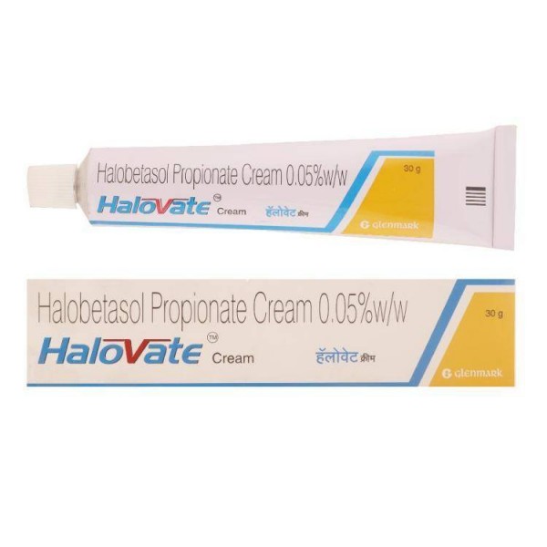 A tube and a box of Generic Ultravate  0.05 % Cream of 30 gm - Halobetasol