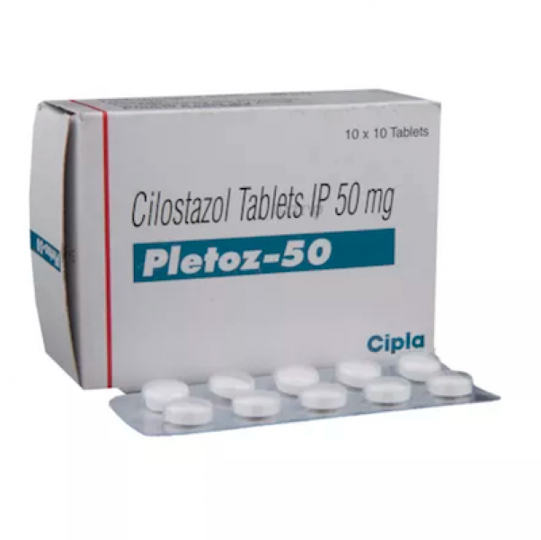 Box pack and a blister of Generic Pletal 50 mg Tab - Cilostazol