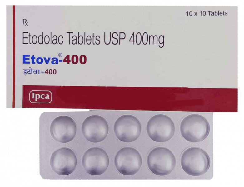 Box and a blister of Generic Lodine 400 mg Tab - Etodolac