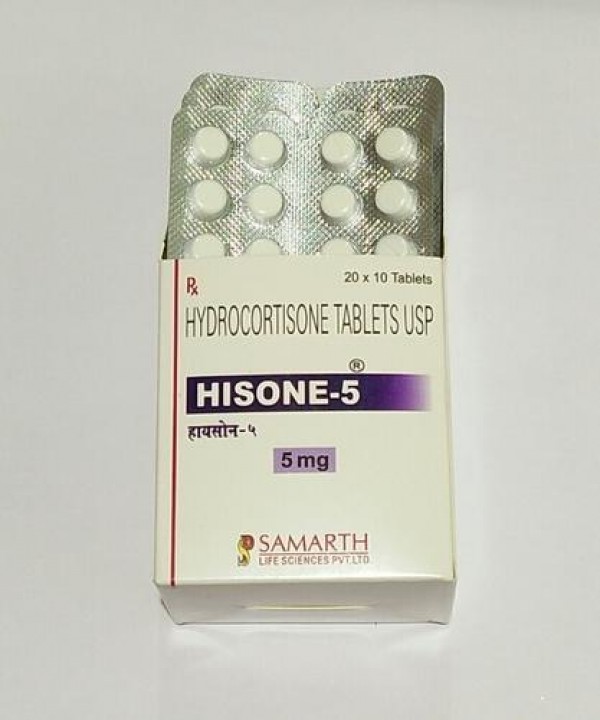 Box and a blister of Generic Cortef 5 mg Tab - Hydrocortisone