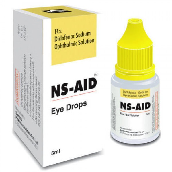 Box and a dropper bottle of generic Diclofenac 0.1 % Eye drop