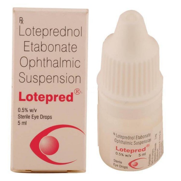 Box and a dropper bottle of generic Loteprednol etabonate 0.5 %  Eye Drop 5 ml