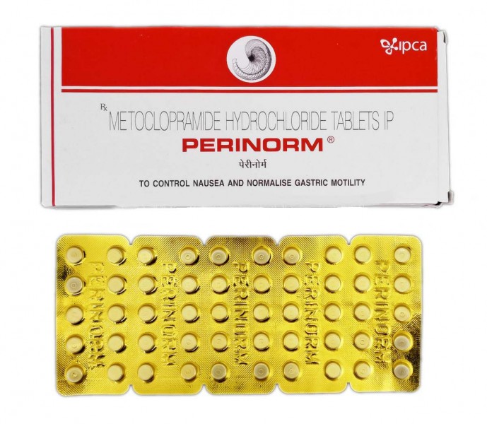 A box and a strip of generic Metoclopramide (10mg) Tab