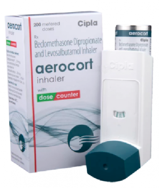 Beclomethasone Levosalbutamol 50/50 mcg Inhaler, Aerocort Inhaler 50 ...