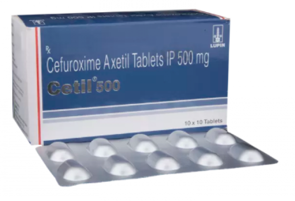 Box and a strip of generic Cefuroxime 500mg Tab
