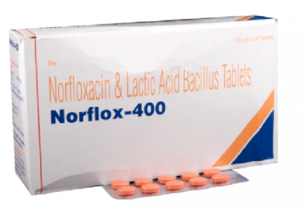 Box and a strip of generic Norfloxacin 400mg Tab