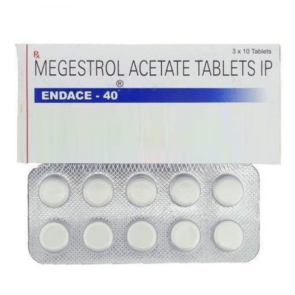 Box and a strip of generic Megestrol 40mg Tab