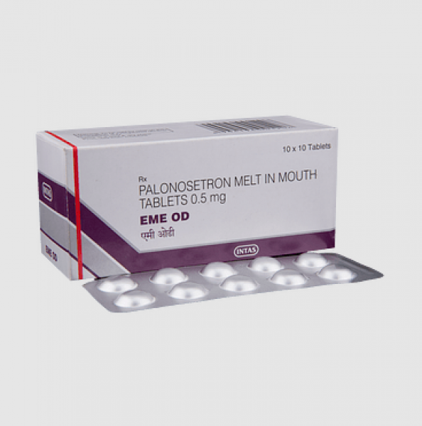 A box and strip of Palonosetron 0.5mg generic tabs