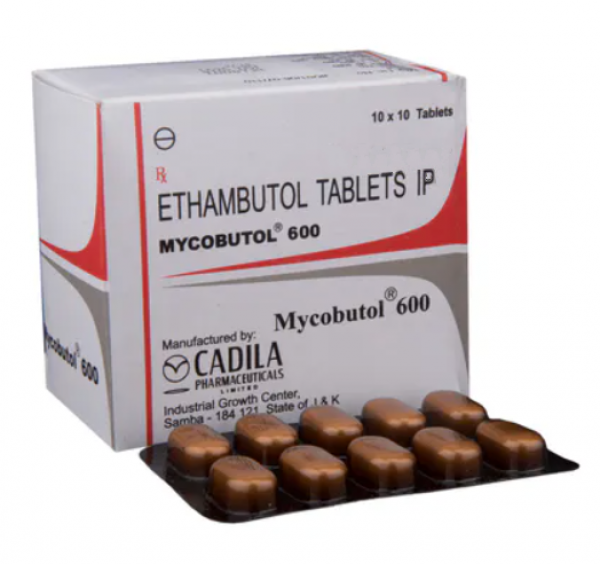 A box and a strip of Ethambutol 600mg Tab