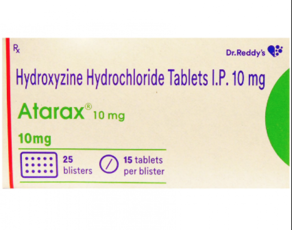 A box of Hydroxyzine 10mg Tab