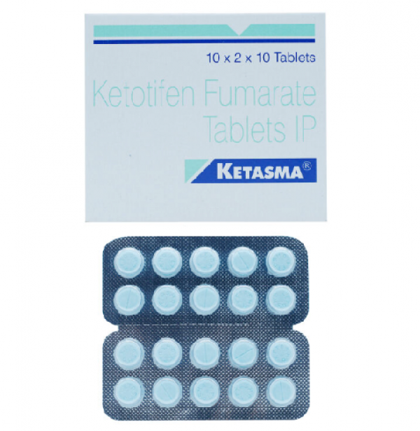A box and two strips of Ketotifen 1mg Tab