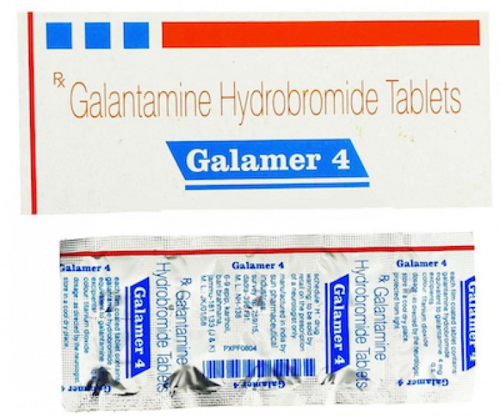 Box and a blister of Galantamine 4mg Tablet