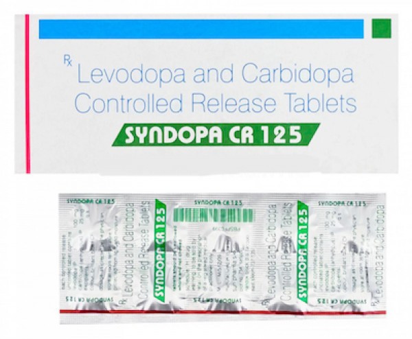 Box and a strip of Generic Sinemet 25 mg / 100 mg Tab - Levodopa / Carbidopa