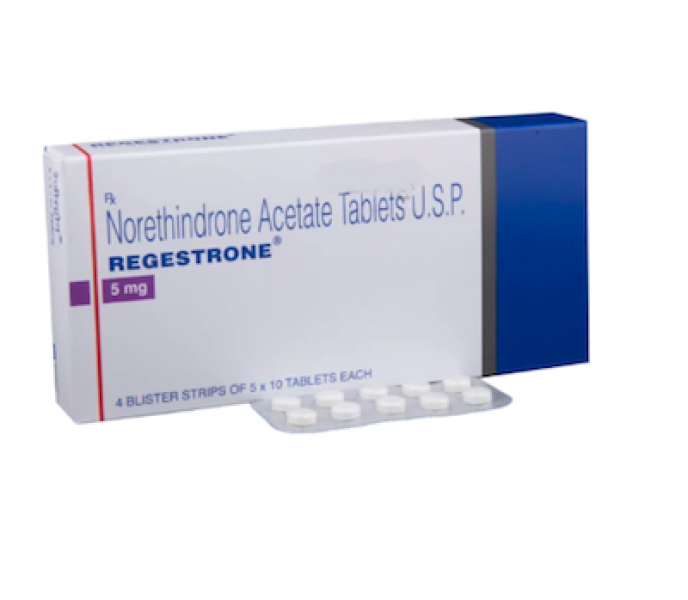 Box pack and a blister of Generic Aygestin 5mg Tab - Norethindrone