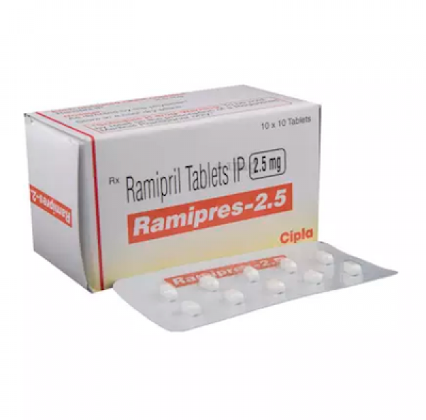 Box and blister strip of generic Ramipril 2.5mg capsules