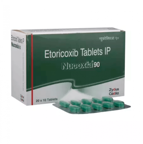 Box and blister strips of generic Etoricoxib 90mg tablet