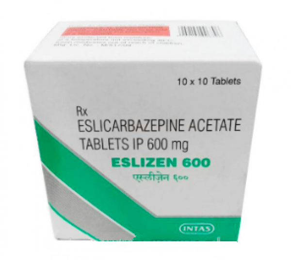 A box of Eslicarbazepine (600mg) Tablets