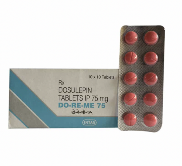 A pack and a strip of generic Dosulepin 75mg Tabs