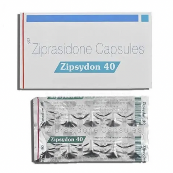 A pack and a strip of generic Ziprasidone 40mg Capsule