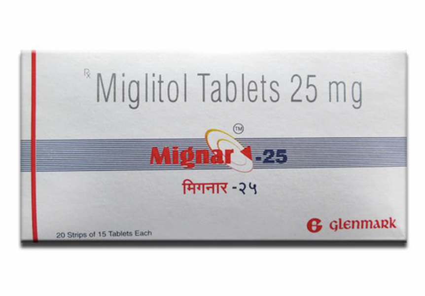 A pack of Generic Glyset 25mg Tablets